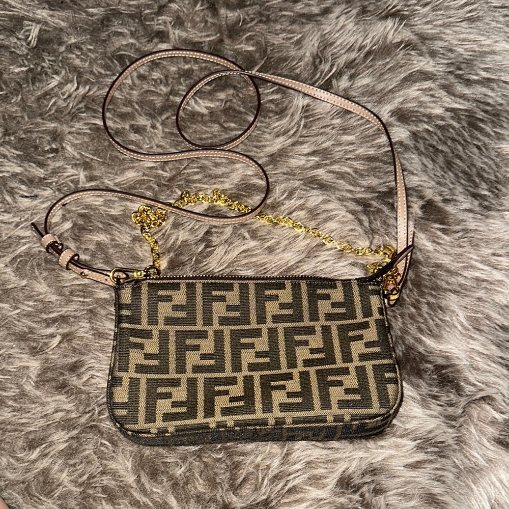 Fendi Brown and Gold Crossbody Bag